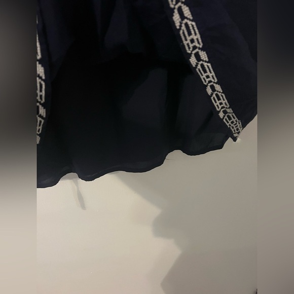 GAP Navy Dress Ivory Embroidery drawstring waist with pockets size L (K124) - Picture 6 of 14